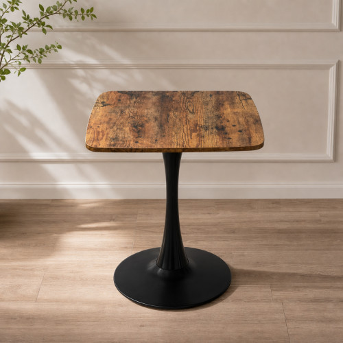 24 Square Tulip Dining Table Pedestal Bistro Kitchen Table Small Space Brown