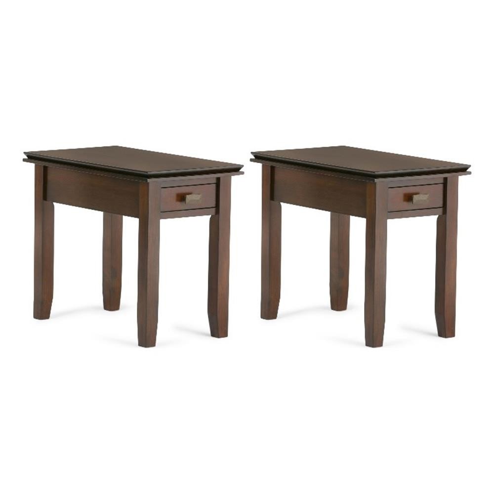 Artisan 14″ Solid Wood Transitional Narrow Side Table in Russet Brown (Setof 2)