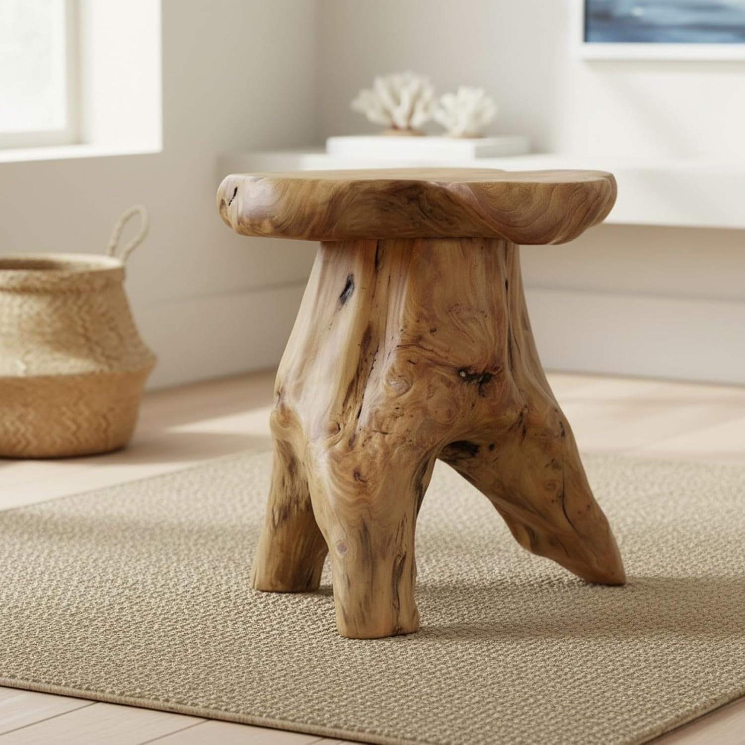 Natural Cedar Stump Stool, 14″ End Table, Live Edge Side Table, Plant Stand, Sma
