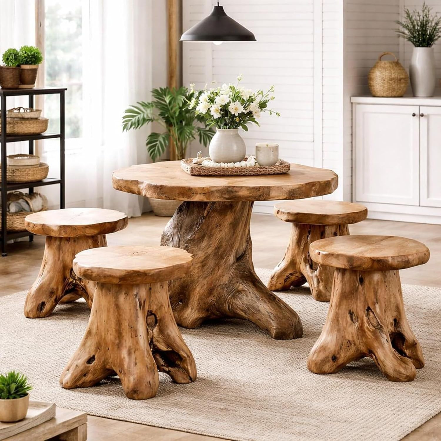 Natural Cedar Stump Stool, 14″ End Table, Live Edge Side Table, Plant Stand, Sma