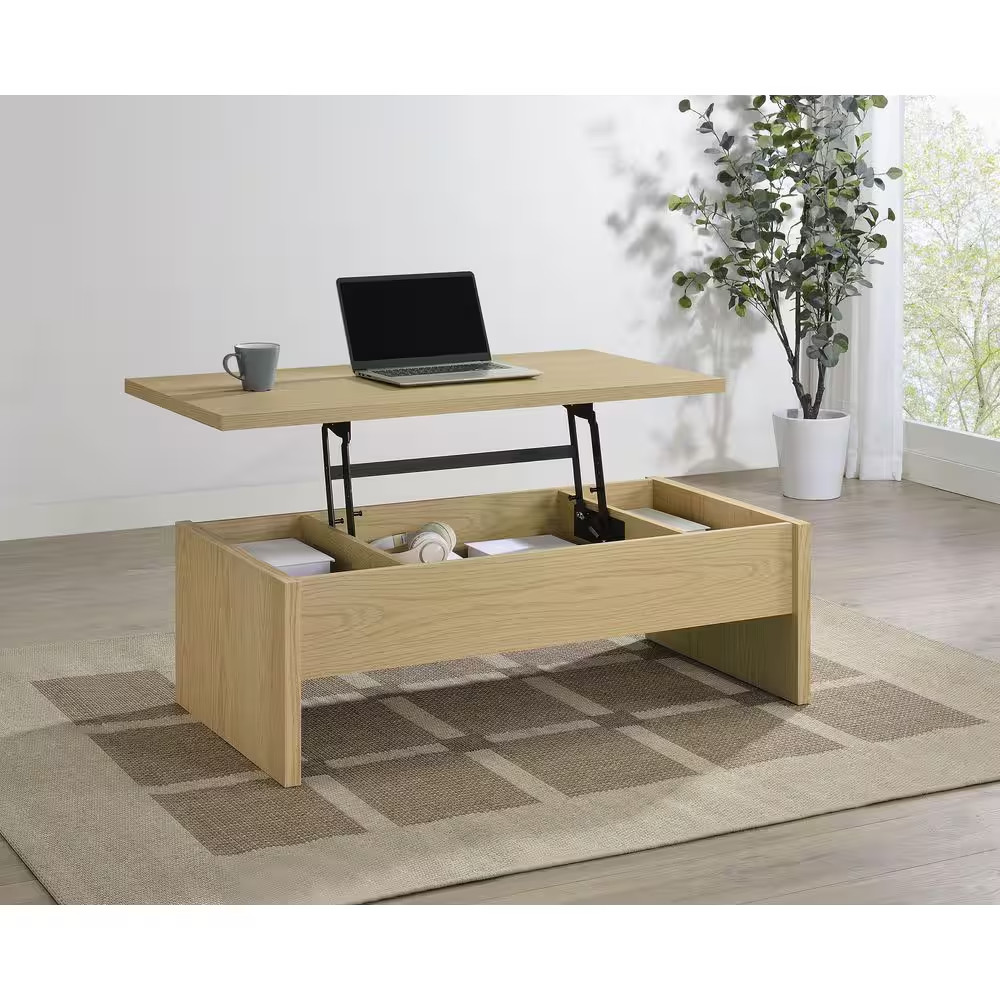 Canoga 47.25 In. Engineered Wood Lift Top Coffee Table Light Oak