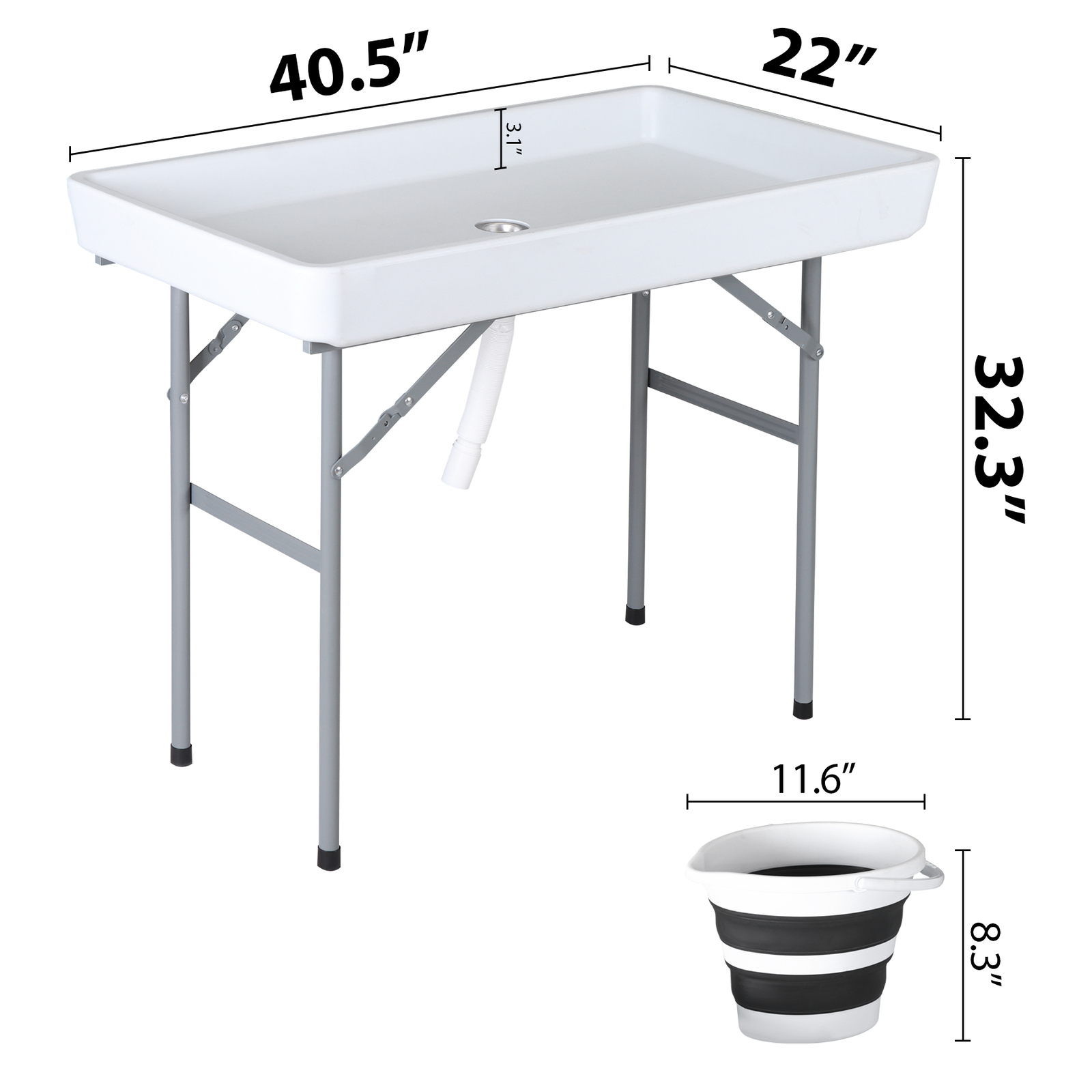 40.5” Folding Ice Cooler Table with Detachable White Skirt Party Table Outdoor