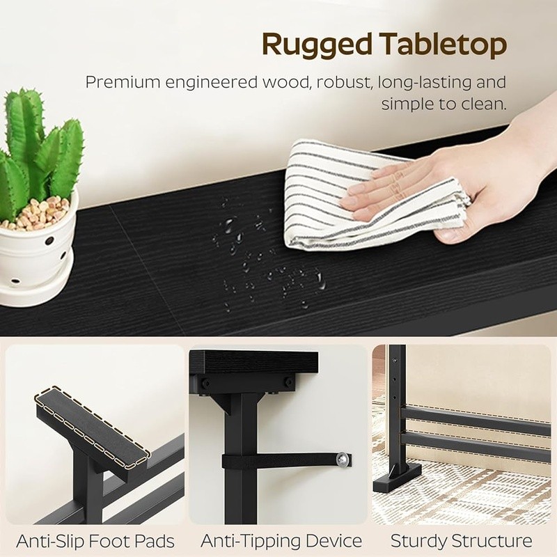 Adjustable Console Table W/ Power Outlet USB Type-C Behind Couch Space Saver