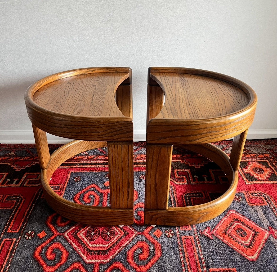 1970 Mid-Century End Tables Halfmoon By Howard Furniture -Refinished