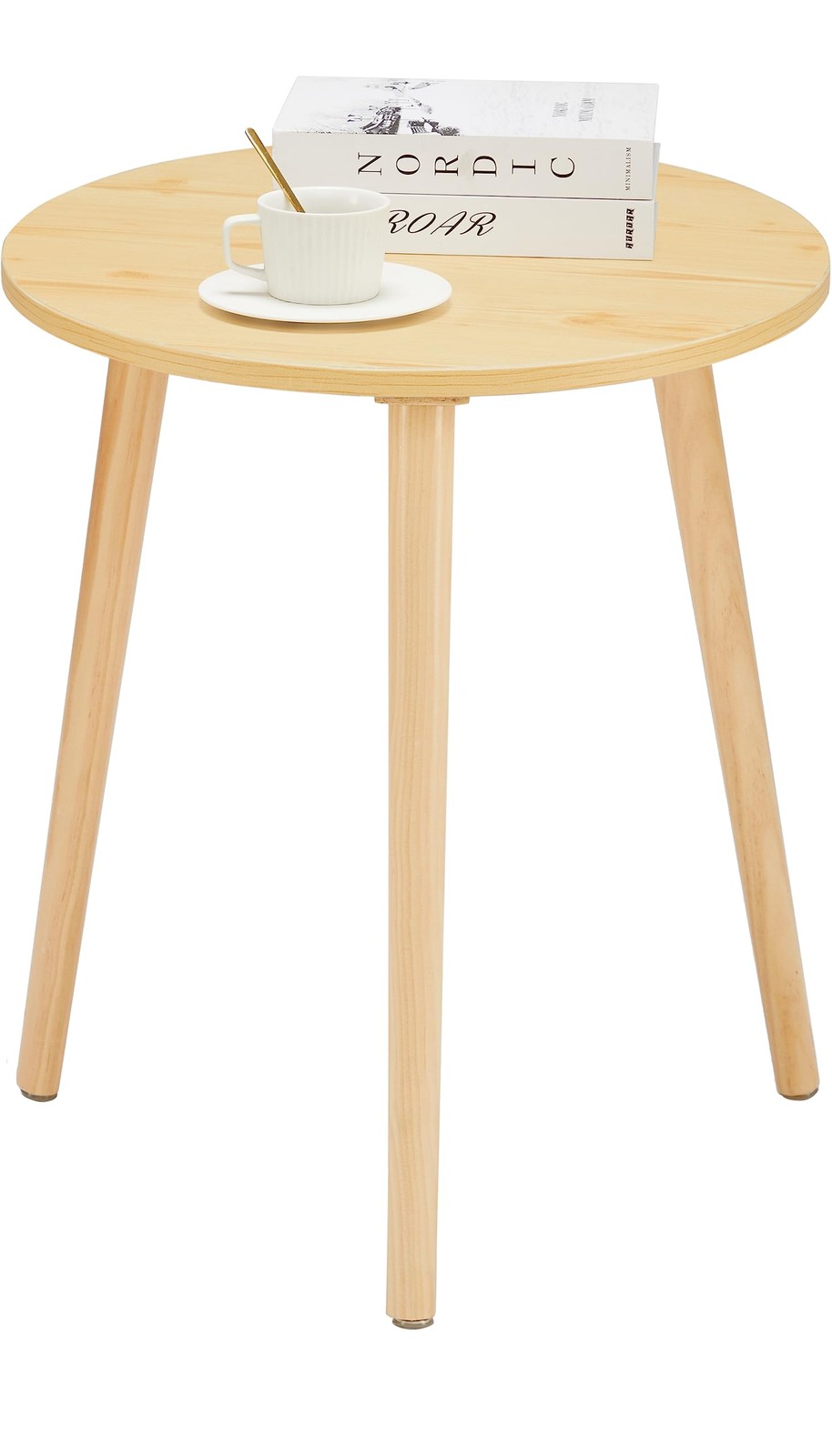 Small Round Side Table, Modern Light Wood Side Table Bedside Nightstand End T…