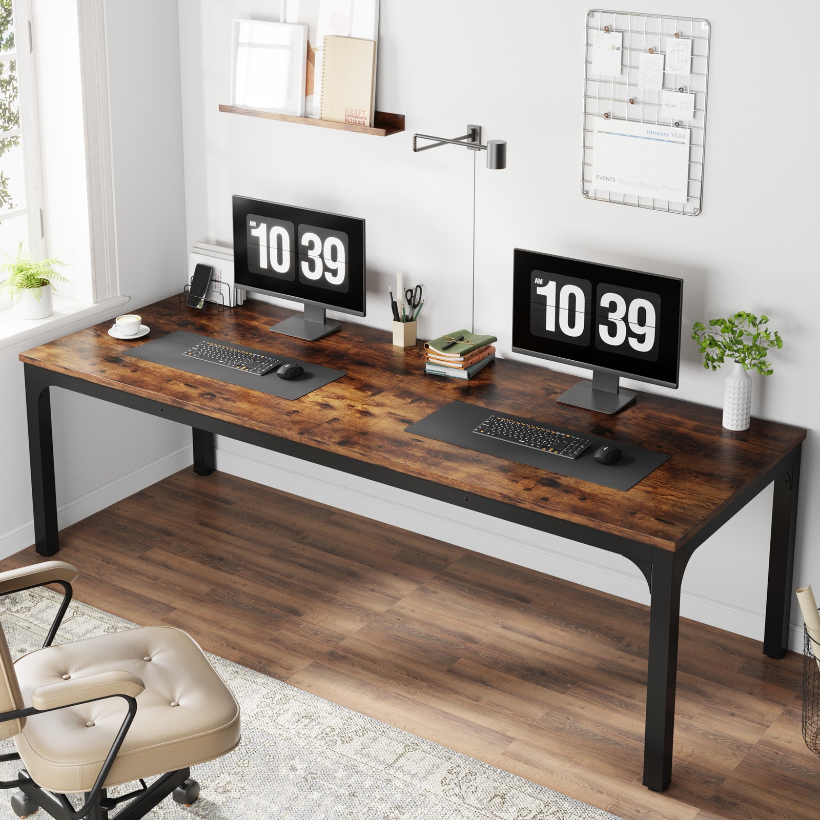 Tribesigns 78.7” Two Person Office Desk, Double Person Long Computer Desk