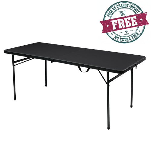 Mainstays 6 Foot Bi-Fold Plastic Folding Table, Black, 72″ W x 30″ D x 29″ H