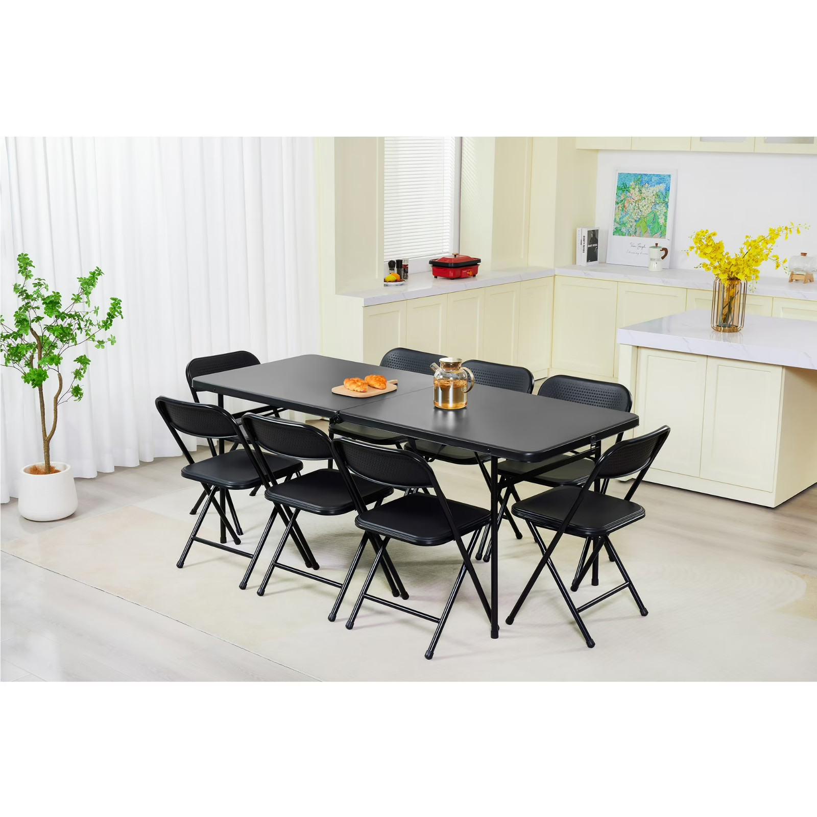 Mainstays 6 Foot Bi-Fold Plastic Folding Table – Black