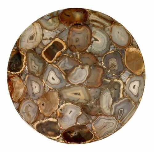 Custom 18″ Agate Side Table Natural Stones Handmade with gold color resin filing