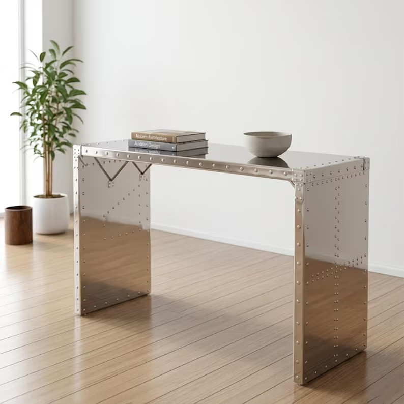 Aviator Aluminum Wing Desk – Industrial Office Table – Metal Executive Desk