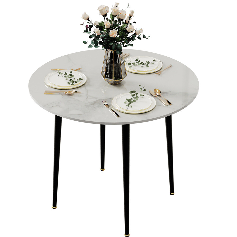 Round Dining Table 2-4 Person High End Sintered Stone Top Kitchen Restaurant NEW