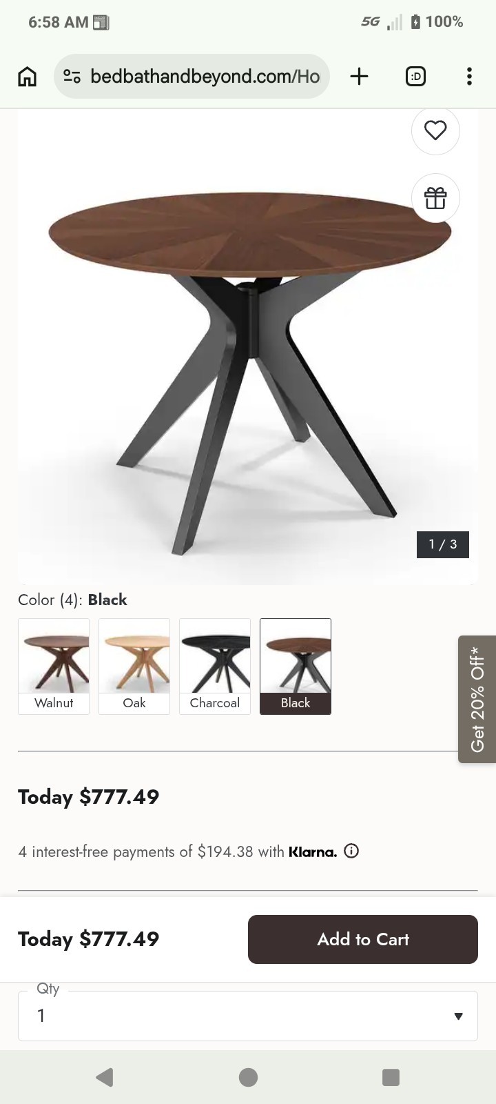 Aeon Furniture Brockton Round Dining Table