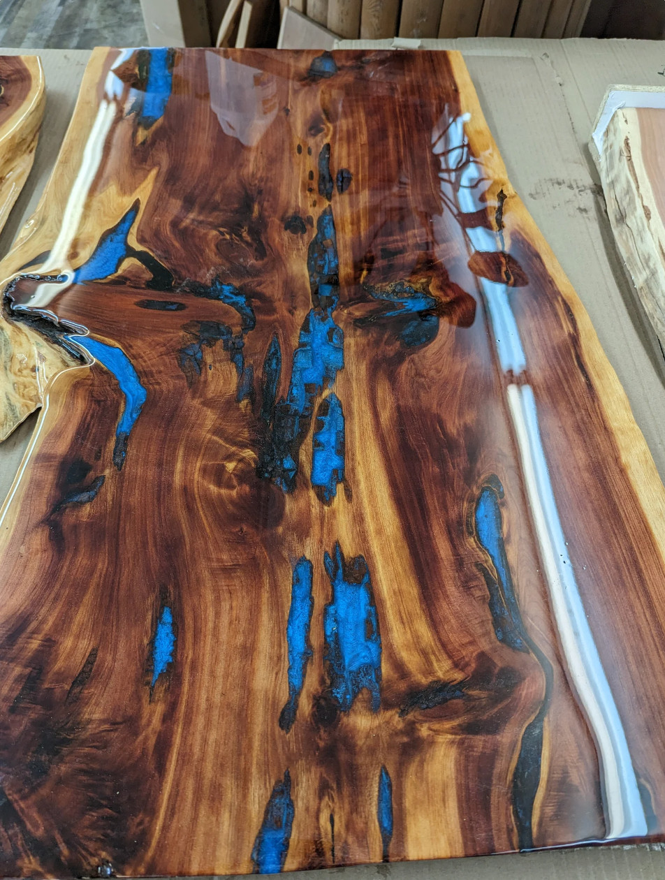 HandCrafted Live Edge Epoxy River Table / Bench Red Cedar Coffee (44in)