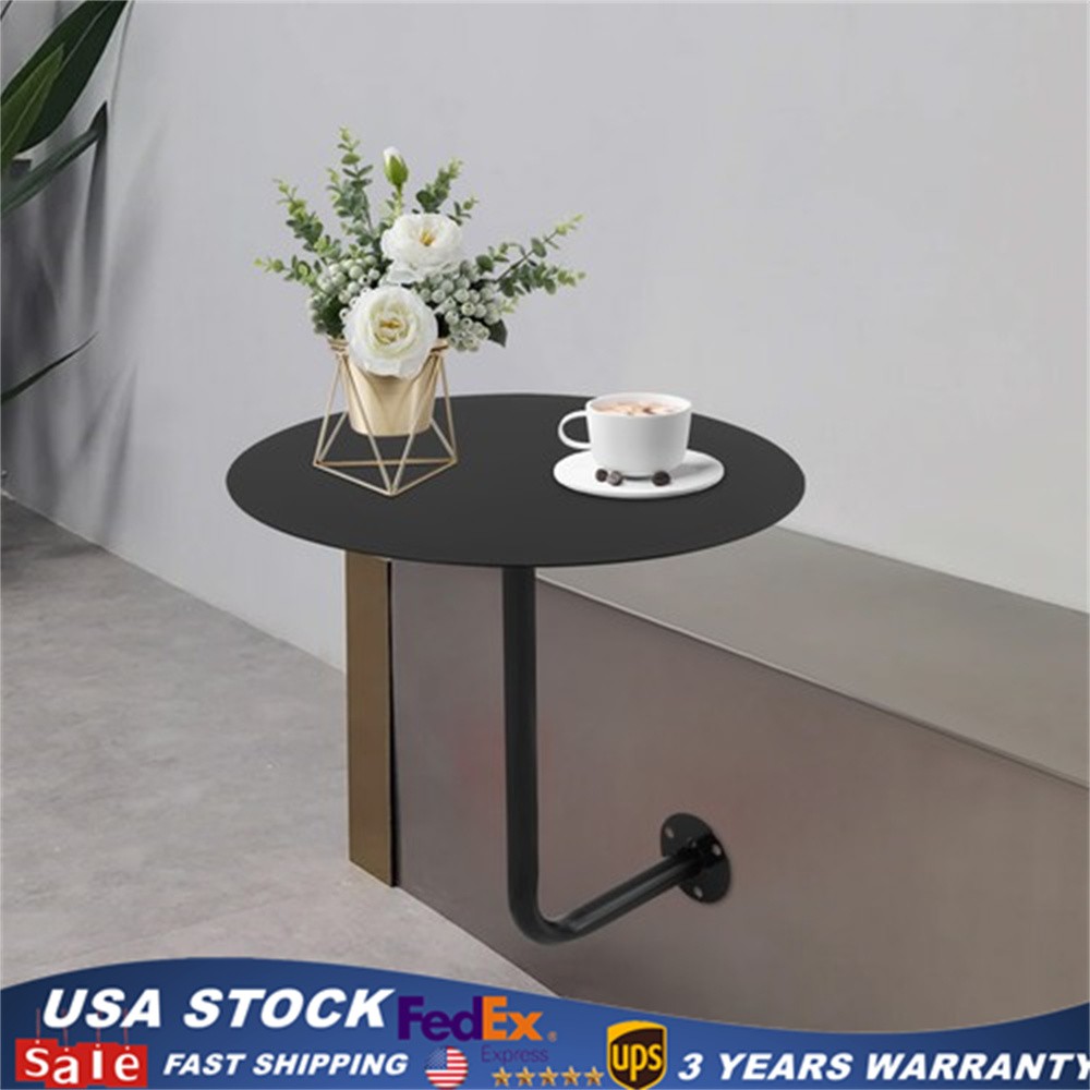 Wall Mounted Bar Table Modern Round Coffee Table Drinks/Snacks Storage Balcony