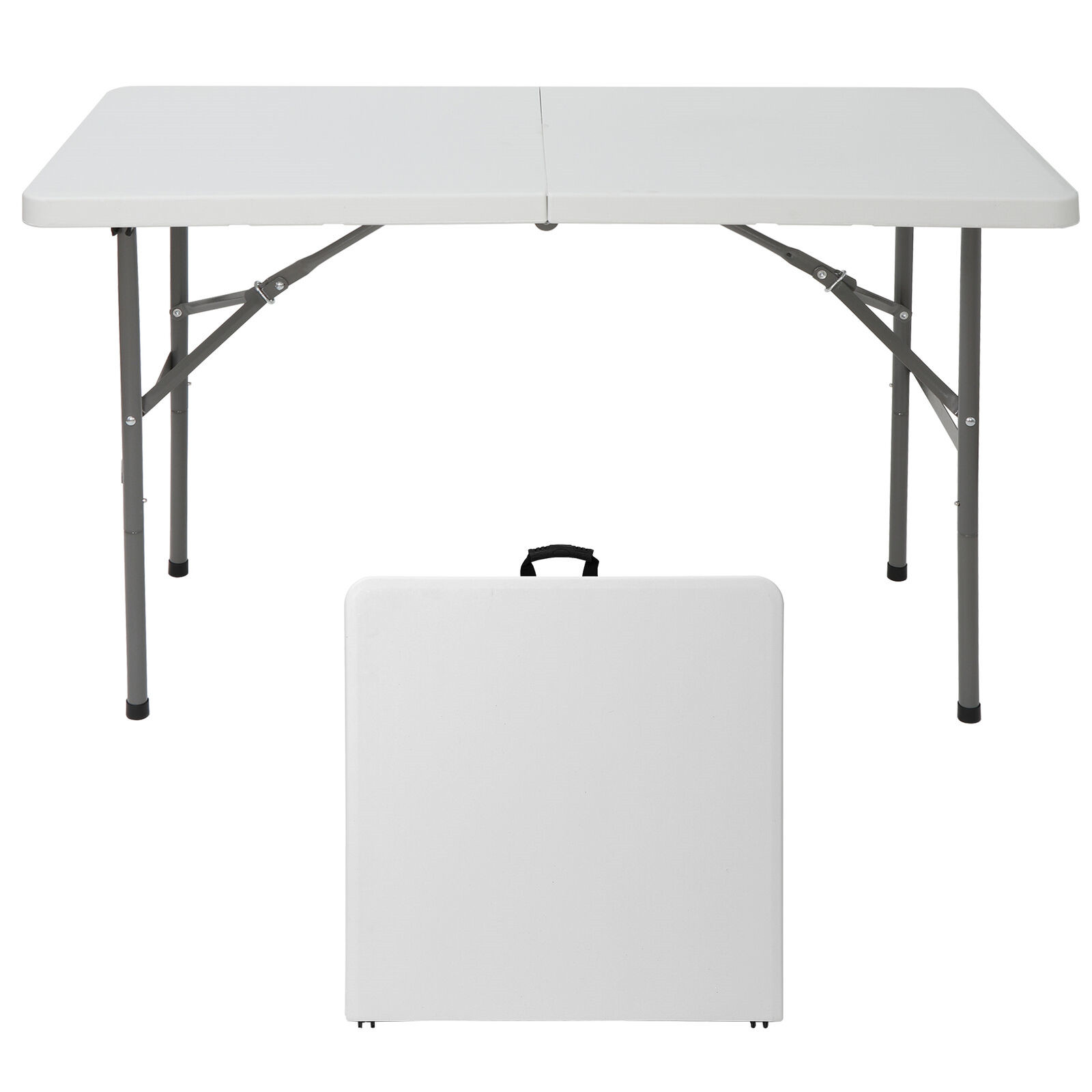 Portable 4FT Table Camping Desk w/Carry Handle Outdoor Use Picnic Party White