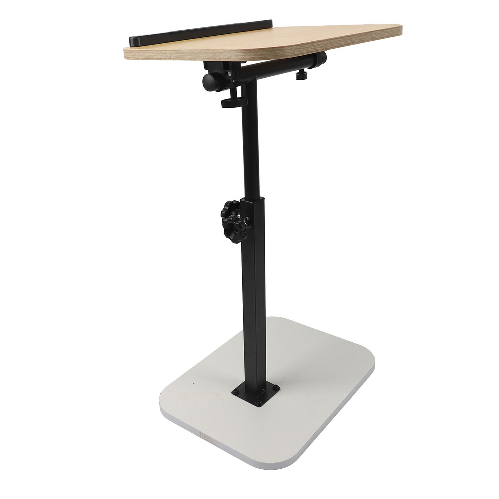 C Shaped Side Table Solid Wood Carbon Steel Height Adjustment Tilt Top Couch End