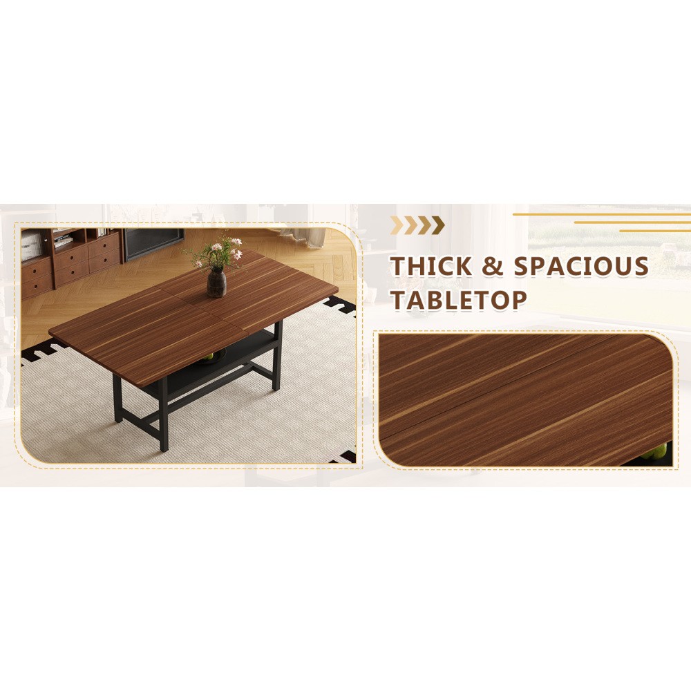 Dining Table Four-piece walnut veneer inlay With storage platform