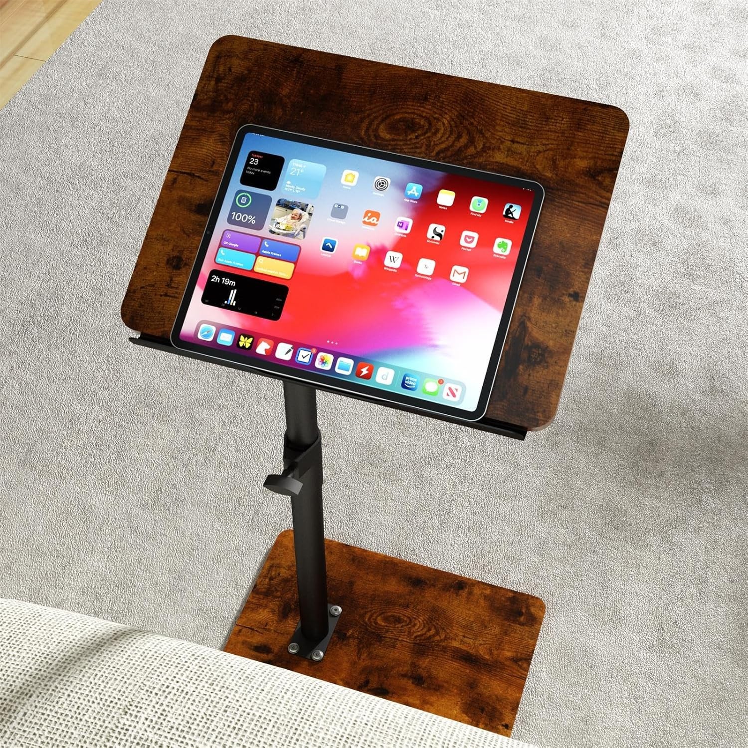 Height Adjustable Swivel Tray Table for Sofa Couch Armrest End Table Tray Holder