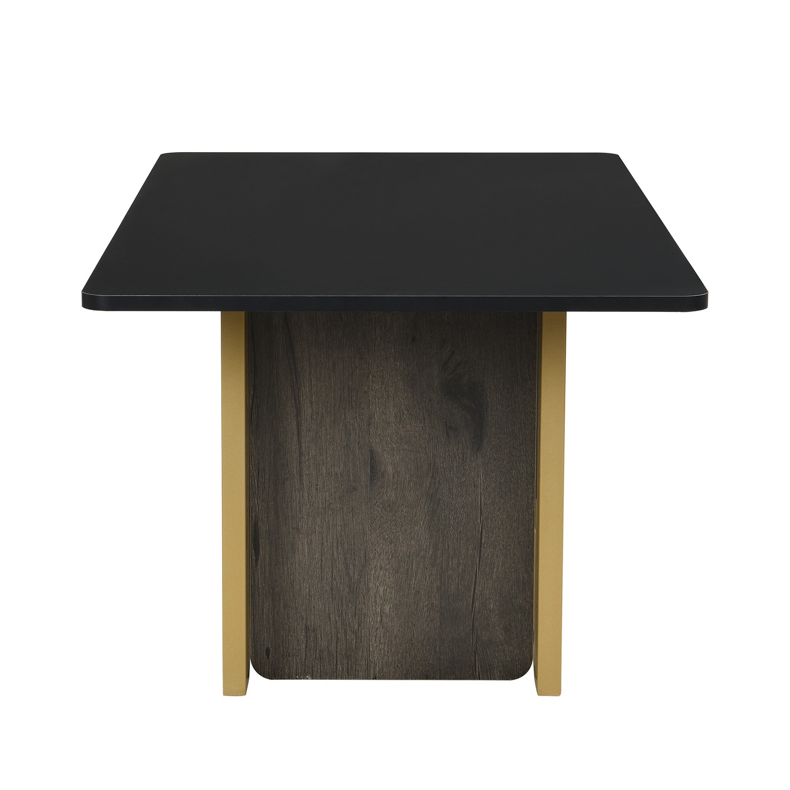 Modern Light Luxury Coffee Table Set of 2, Square MDF & Metal, Black