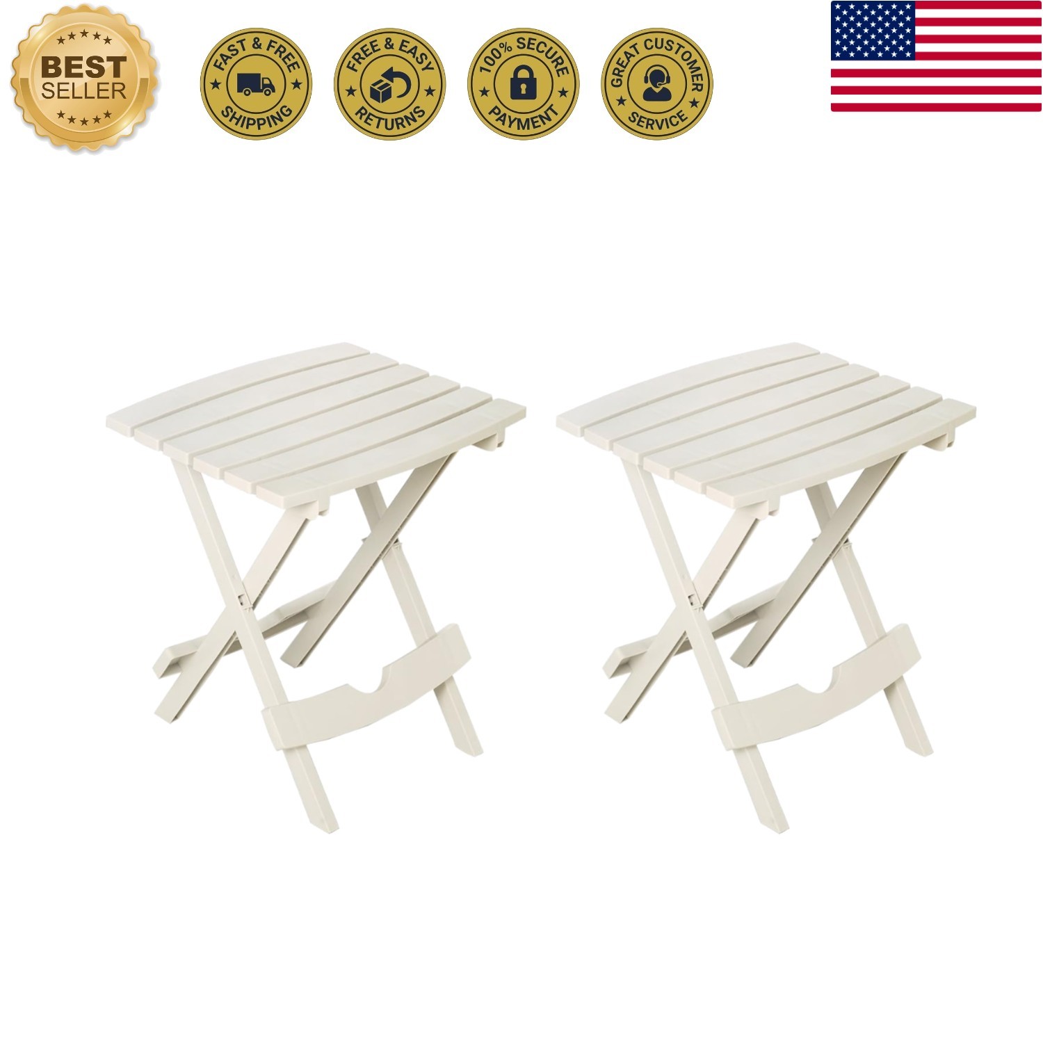 Space-Saving Quik-Fold Side Tables – Modern White Design for Indoor/Outdoor Use