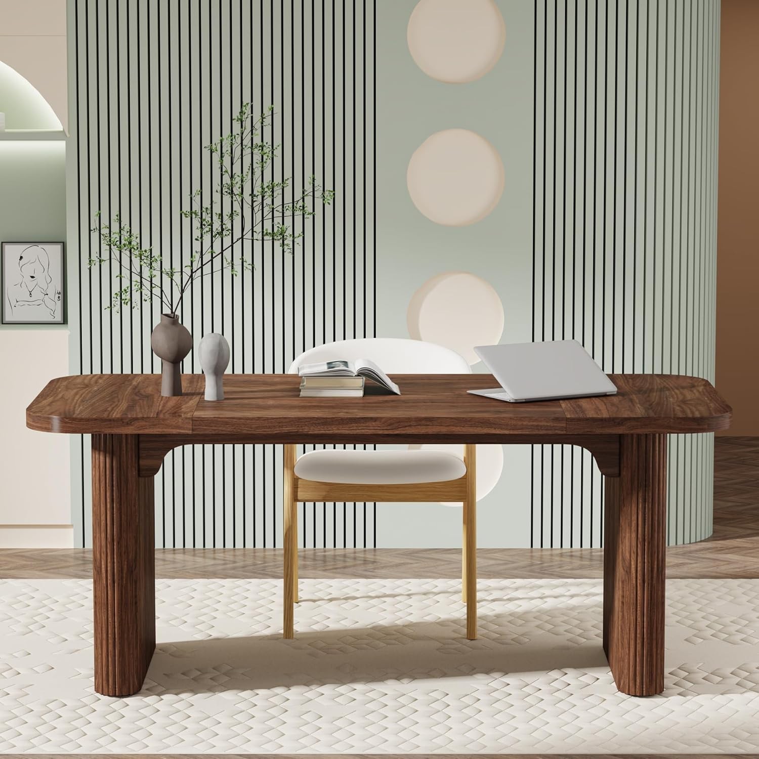 62″ Rectangular Executive Computer Desk, Large Modern Wood Office Writing Table