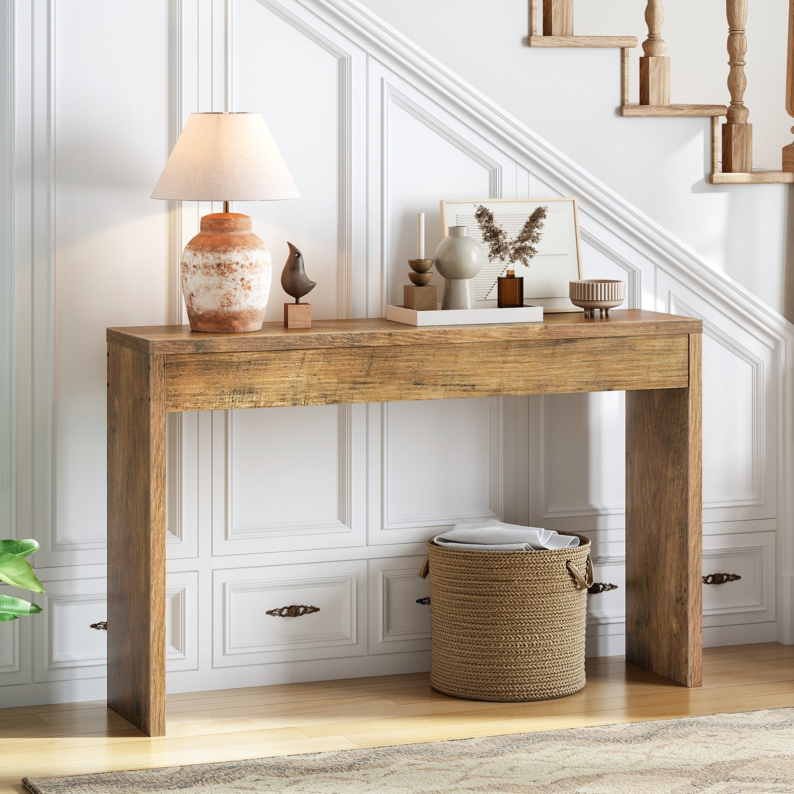 HOOBRO Console Table Farmhouse Sofa Table Behind The Couch Entryway Table