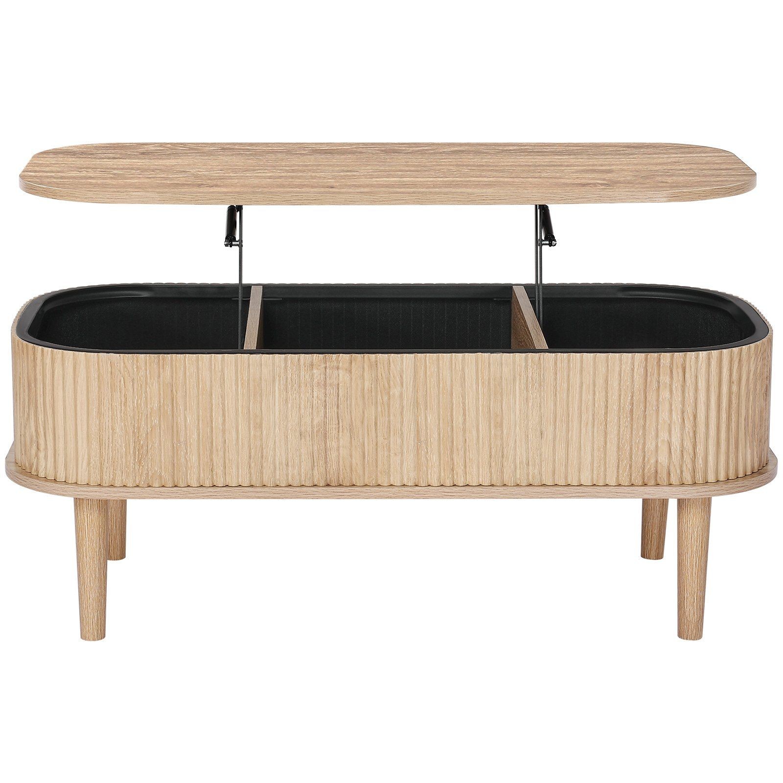 Oval Lift Top Coffee Table, 39.4in, Burlywood, Triple-Layer Construction, 25lb