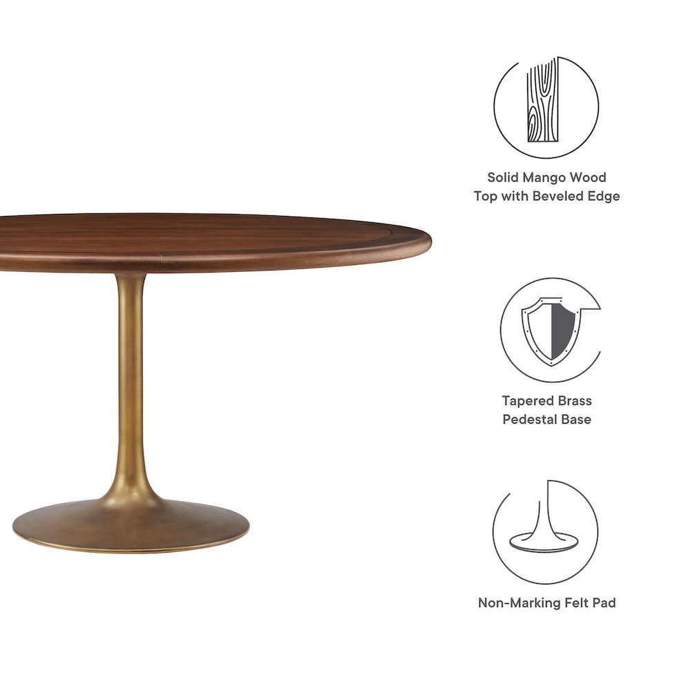 Lippa 60″ Round Pedestal Solid Wood Dining Table