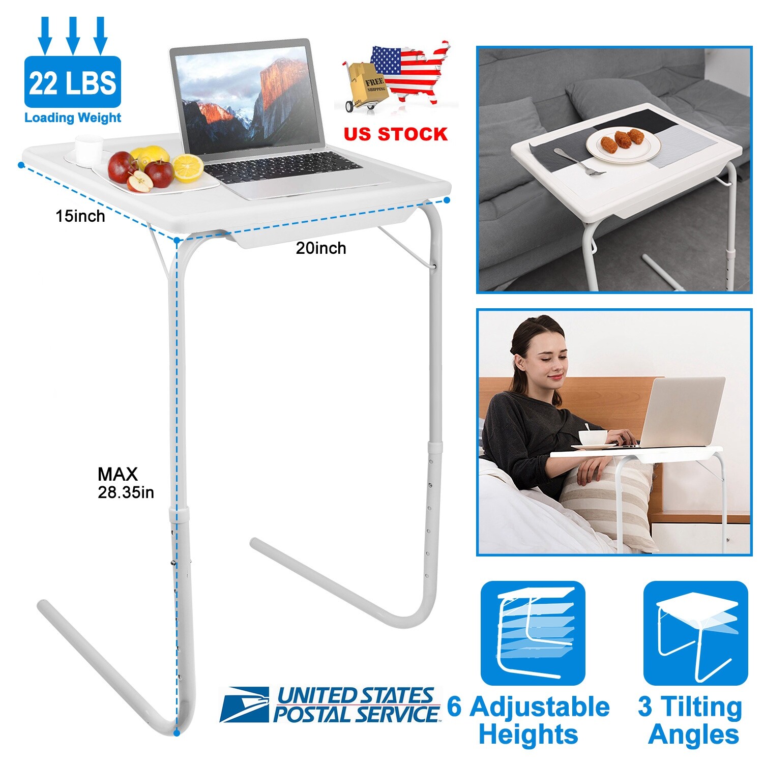 Foldable Laptop Bed Sofa Tray Desk Adjustable Stand for Bed Laptop Dinner Table