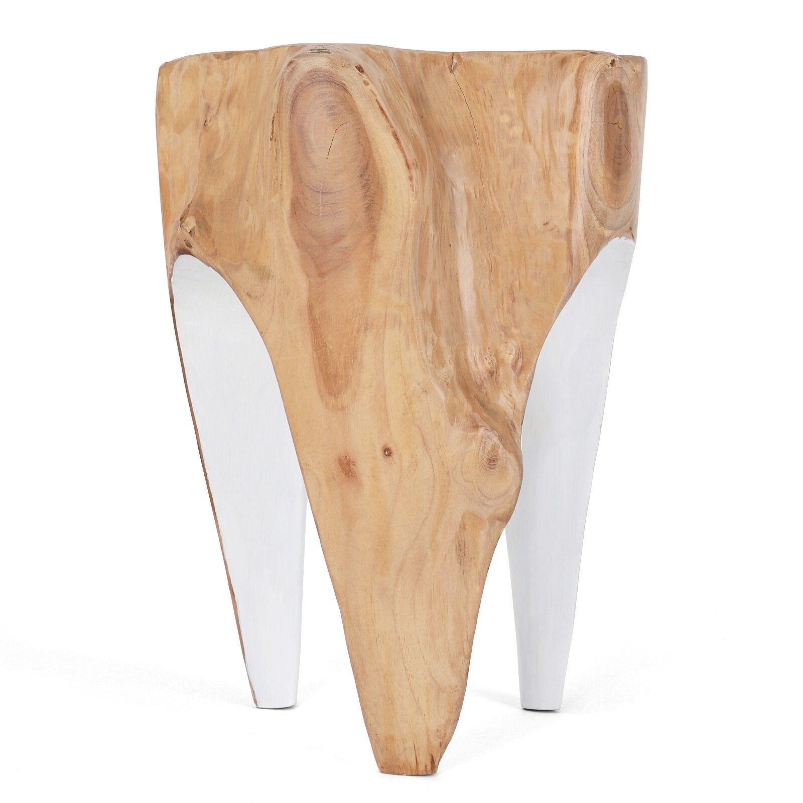 Rutledge & King Java Teak Root Stool – Boho Teak Accent Table – Teak Side Table