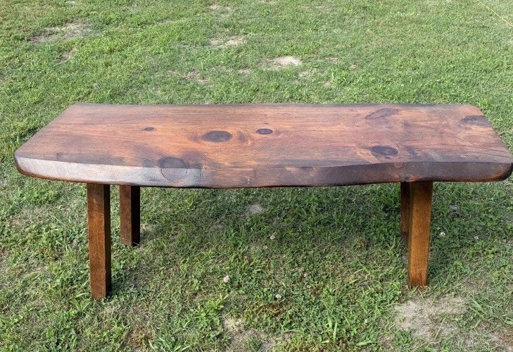 Vtg Mid-Century Modern Free Form Live Edge Pinewood Coffee Table 19.5 X 48 X 18