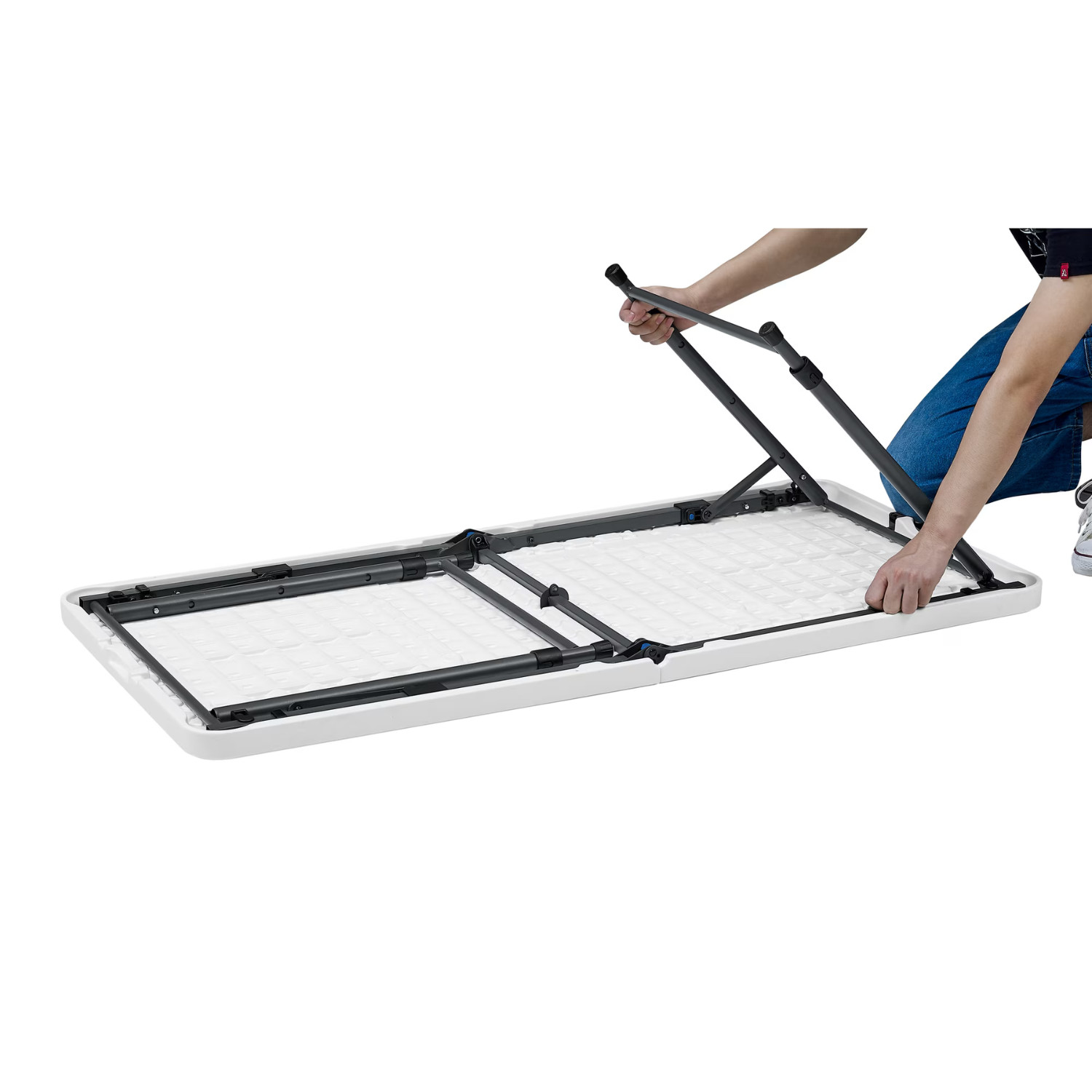 Mainstays 4′ Adjustable Height Centerfold Folding Table, White