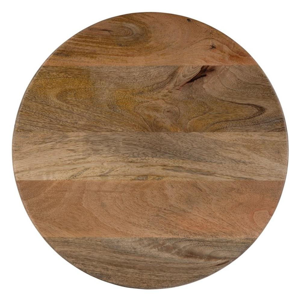 Beaumont Lane Contemporary 15″ Round Solid Wood Side Table in Brown