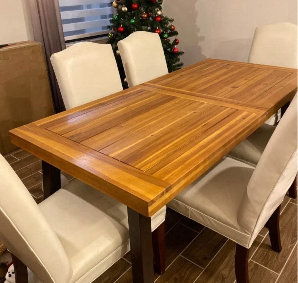 New Solid Wood Dining Table Industrial Farmhouse Seats 6-8 People
