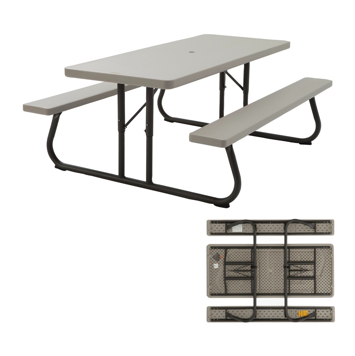 Lifetime Folding Picnic Table 22119 6-Ft Putty Color Seats Up to 6 Adults