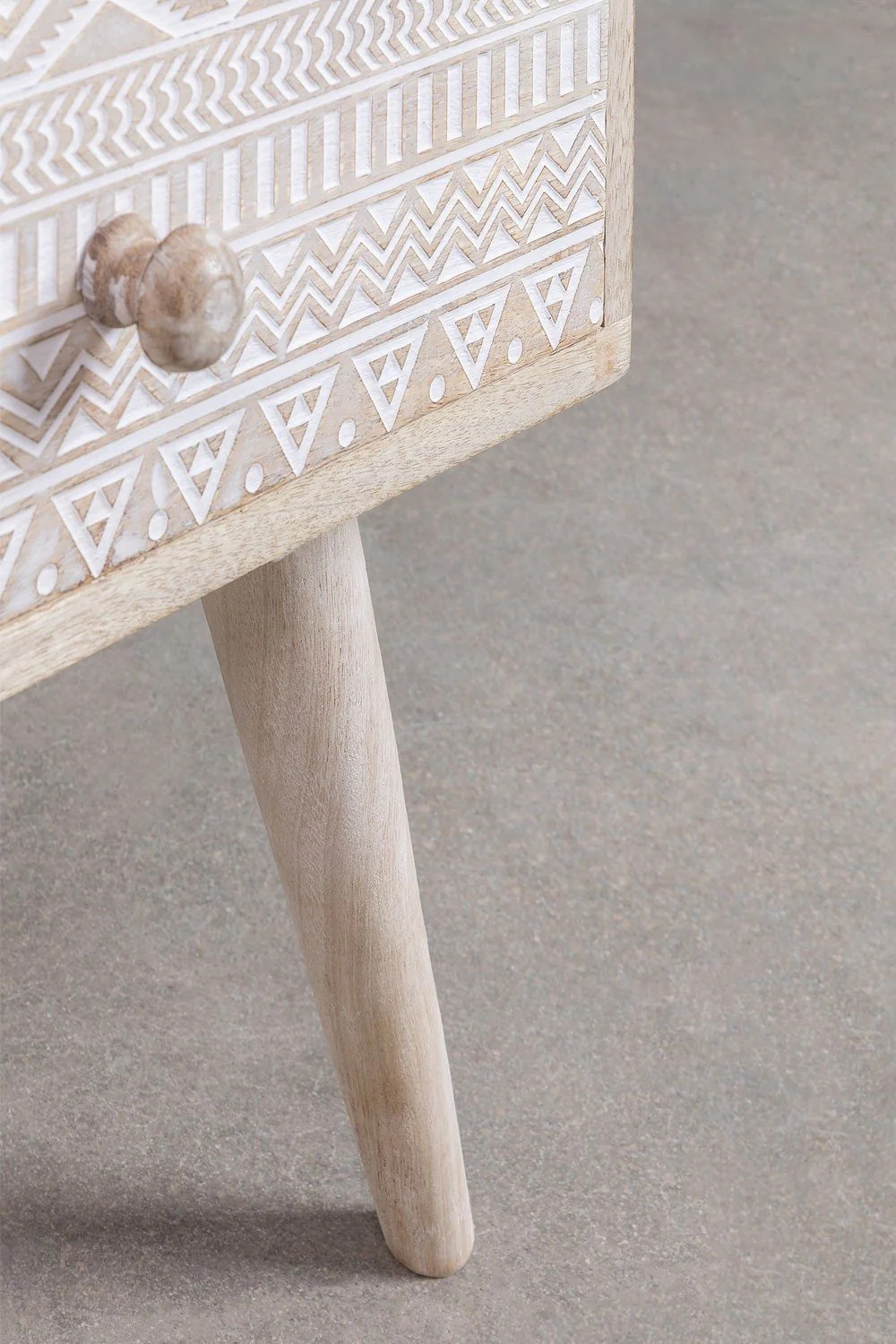 Artisan Handmade Bedside Table Solid Wood Hand Carved 17.7 × 13 × 23.6 inches