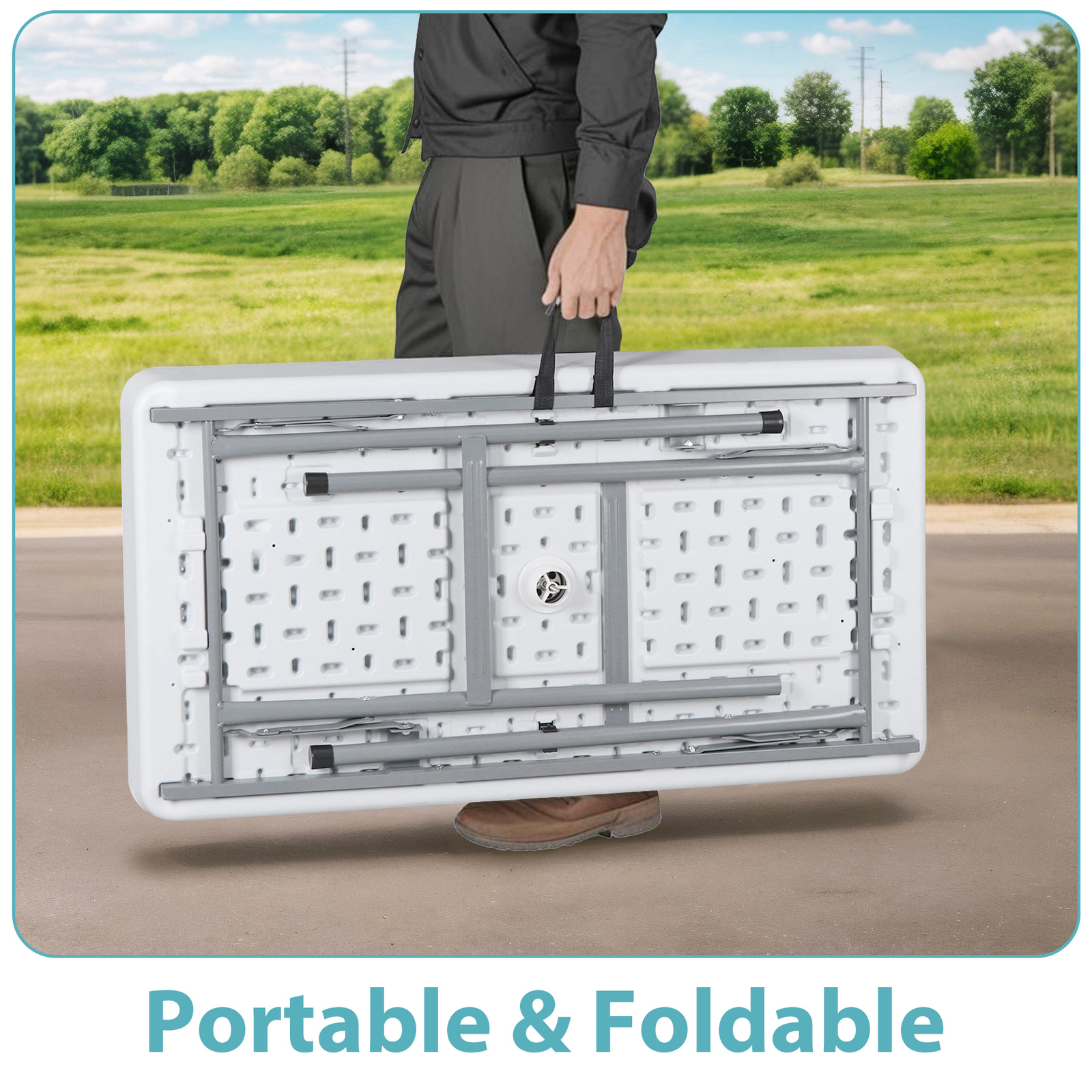 40.5” Folding Ice Cooler Table with Detachable White Skirt Party Table Outdoor