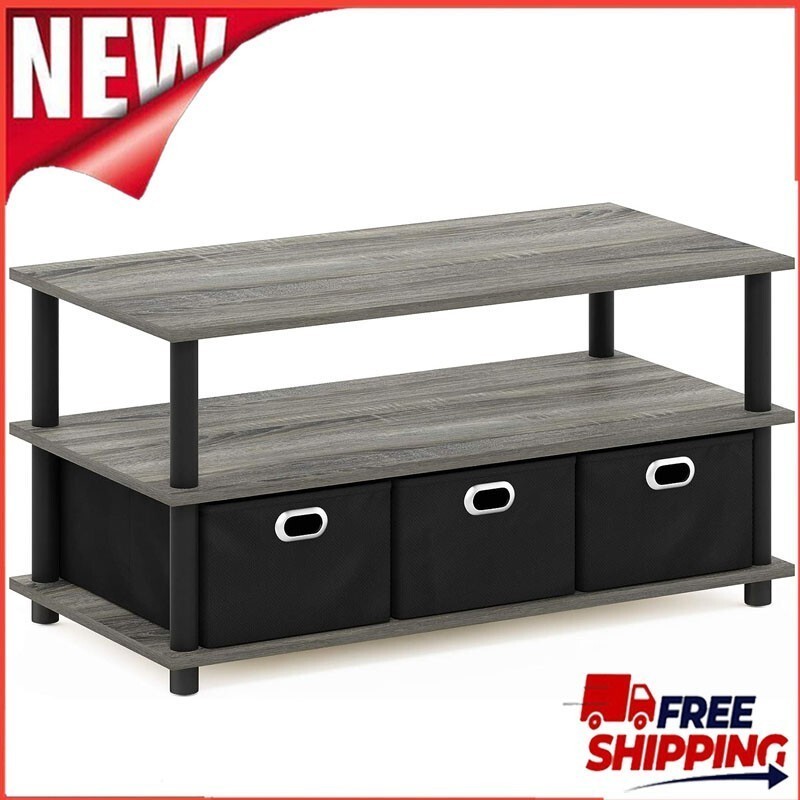 Coffee Table W/ Non Woven Bins Capacity 60 lb 31.22*15.5*15.8 In French Oak Grey