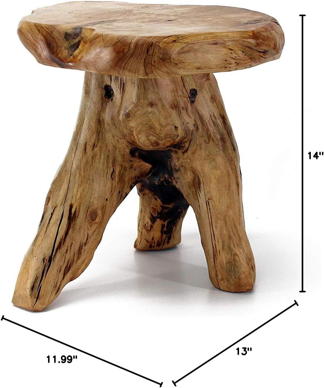 Natural Cedar Stump Stool, Live Edge Mushroom Side Table, 14″ H | Handcrafted fr