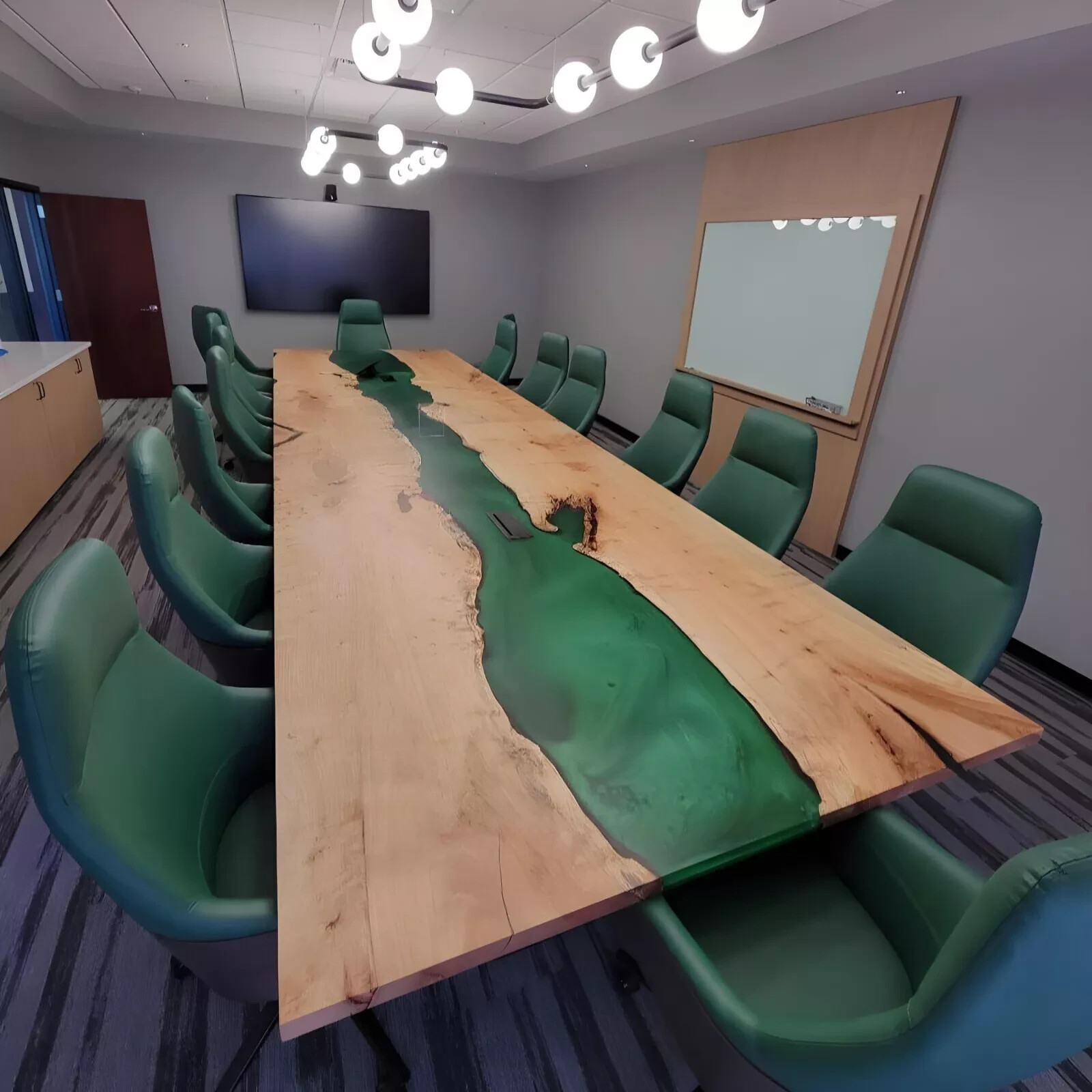 Custom Green River Epoxy Conference Table – Modern Luxury Design