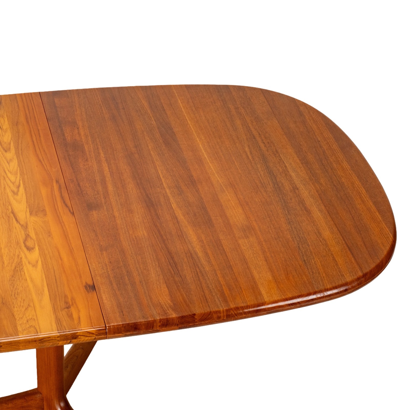 D-Scan Danish Modern Solid Teak Expandable 102″ Dining Table W/ Two Leafs