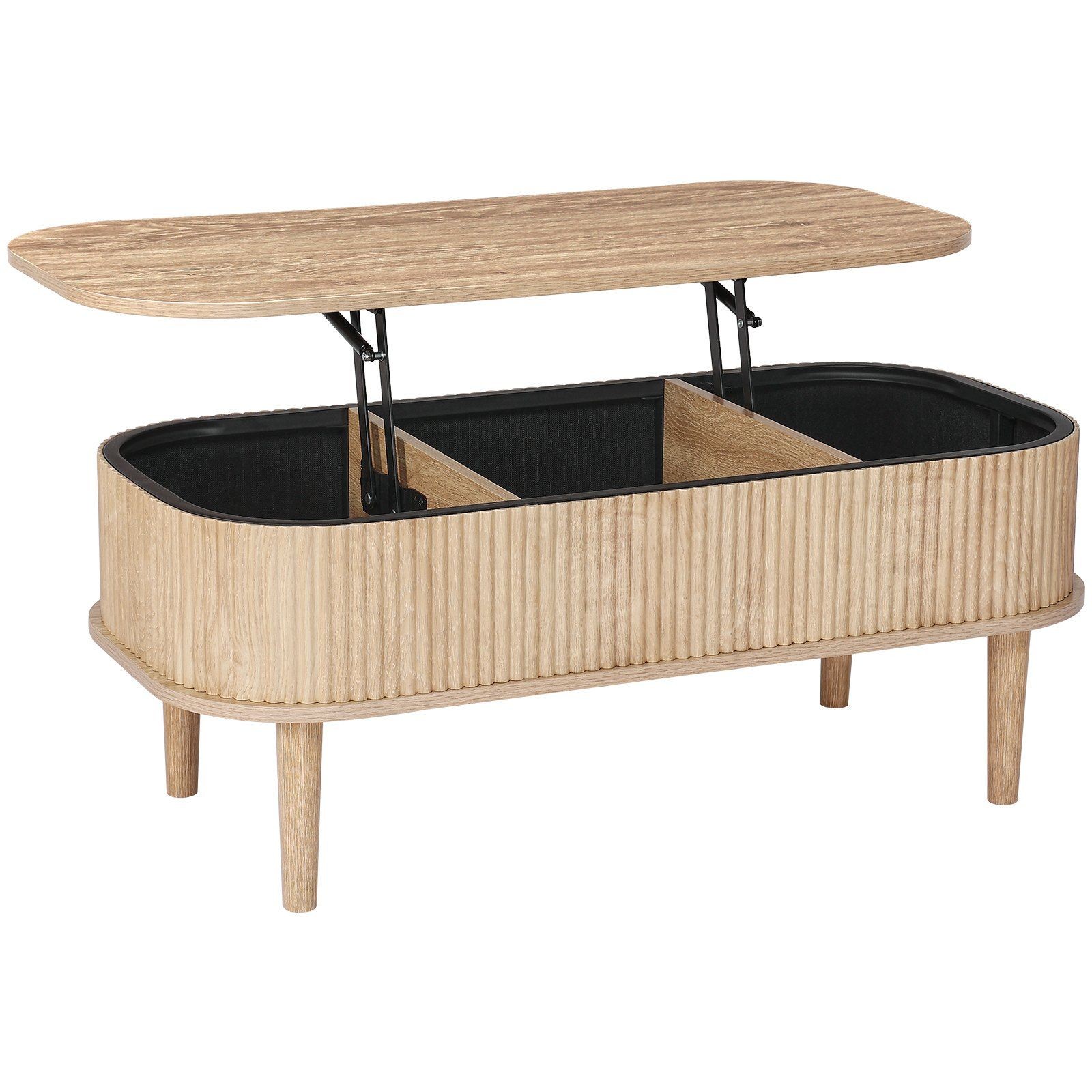 39.4in Smooth-Lift Oval Coffee Table 3 Hidden Compartments 25lb