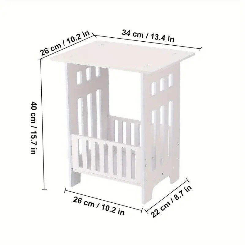 Small White Bedside Table Living Room Bedroom Side Table PVC Storage Rack