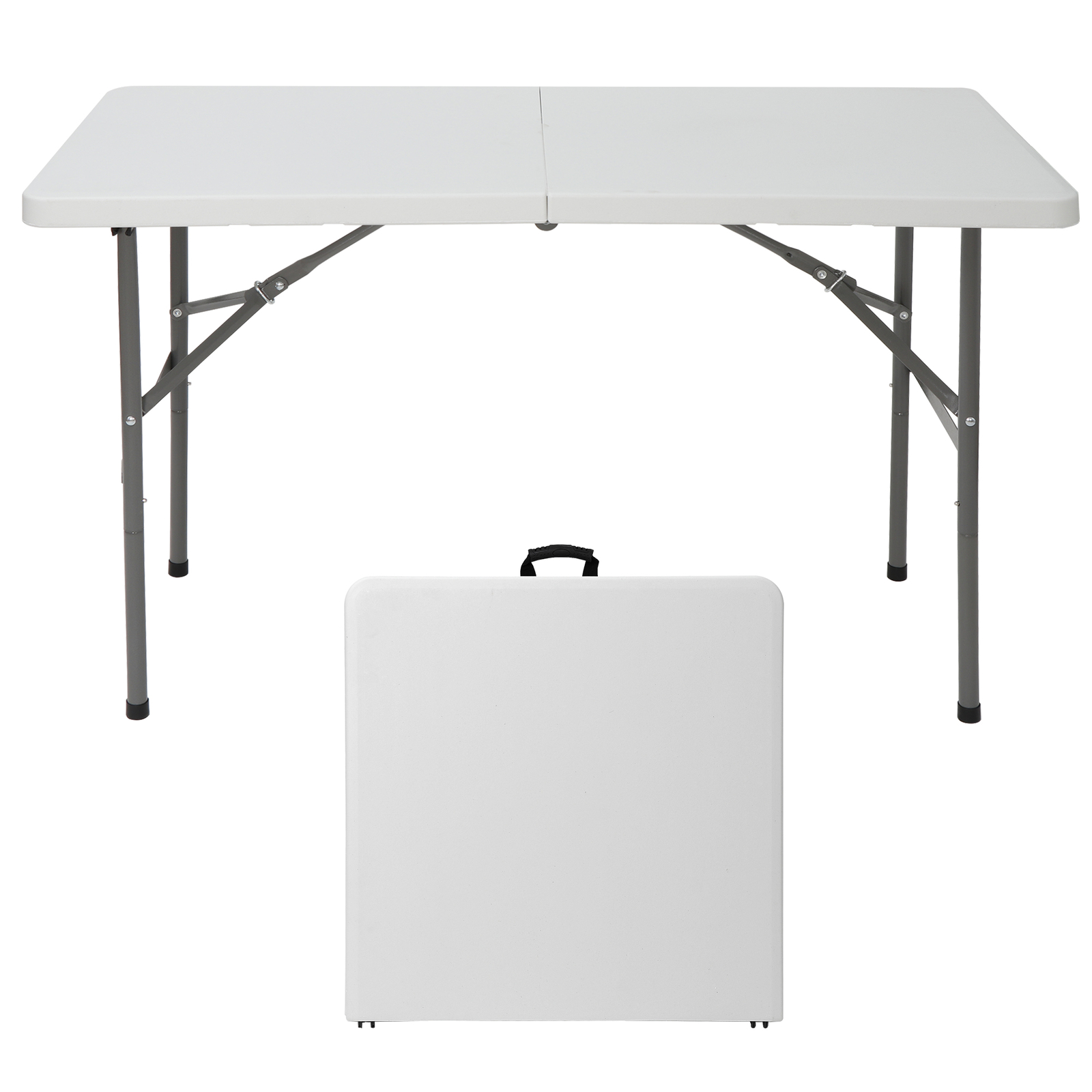 2PCS 4FT Plastic Folding Table Lightweight Picnic Table for Camping Picnic White