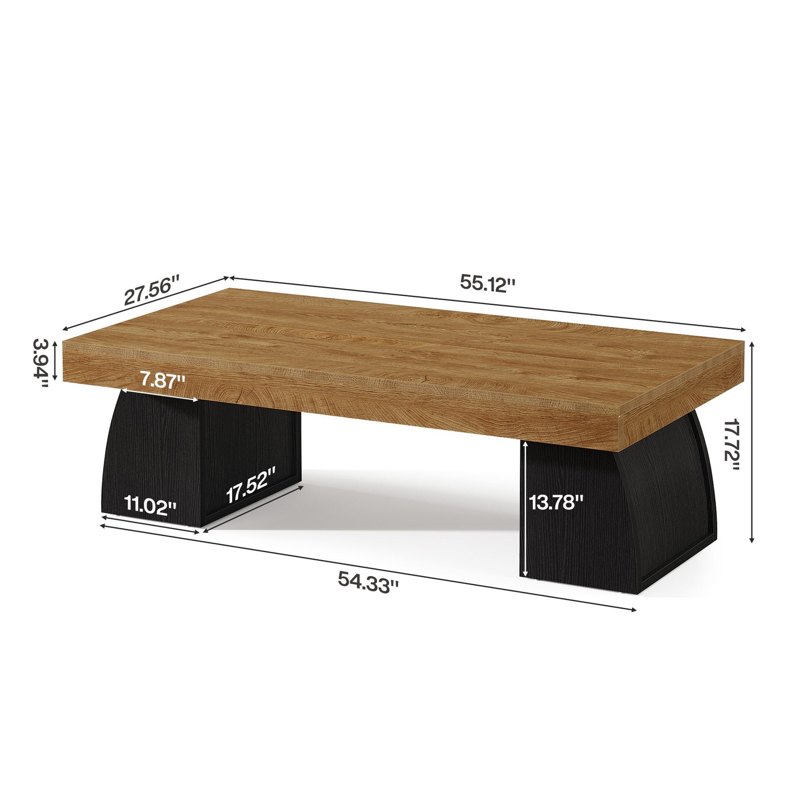 55.12″ Rectangular Coffee Tables for Living Room,Farmhouse Accent Center Table