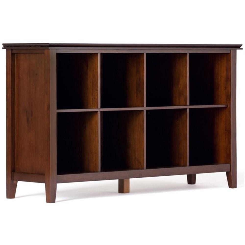 Pemberly Row Wood 57″ Transitional 8 Cube Sofa Table in Russet Brown