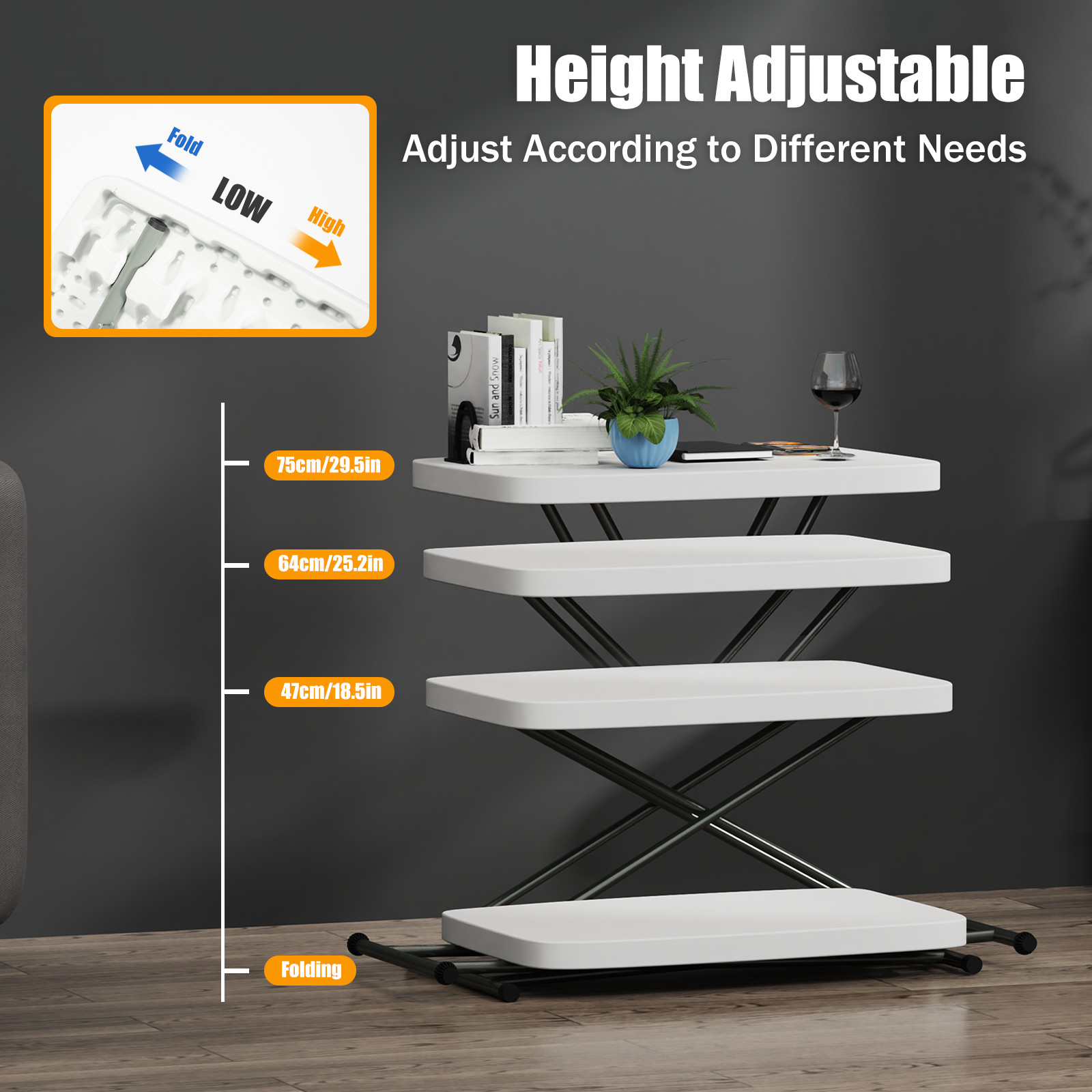 Portable Indoor Outdoor Folding Table Picnic Adjustable Height Camping Table