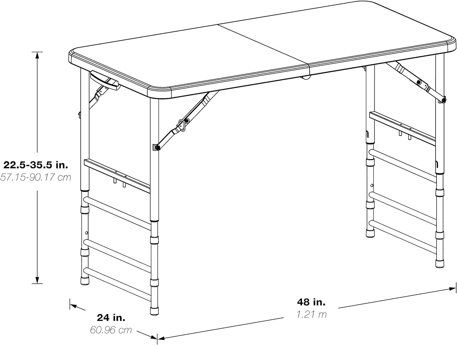 Light Gray 4ft Folding Table – Adjustable Height – Durable Resin & Steel Design