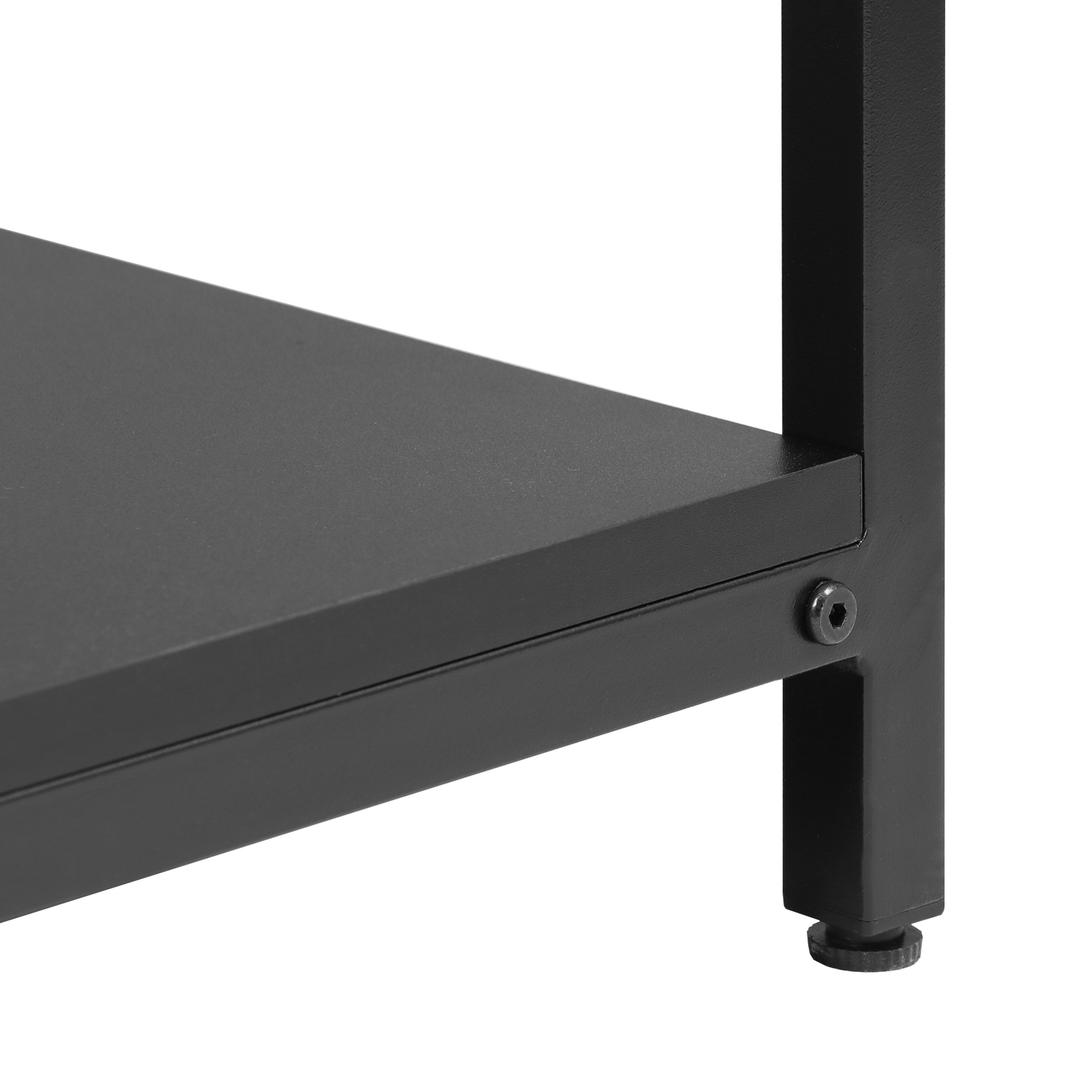 2 Tier Modern Industrial Coffee Cocktail Table W/Storage Shelf Metal Frame Black