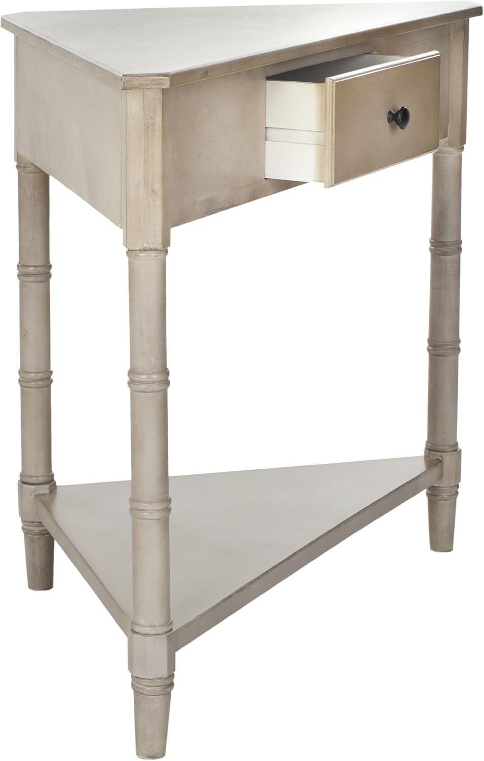 Furniture Gomez 1-Drawer Corner Table Vintage Grey Solid Wood Classic Corner
